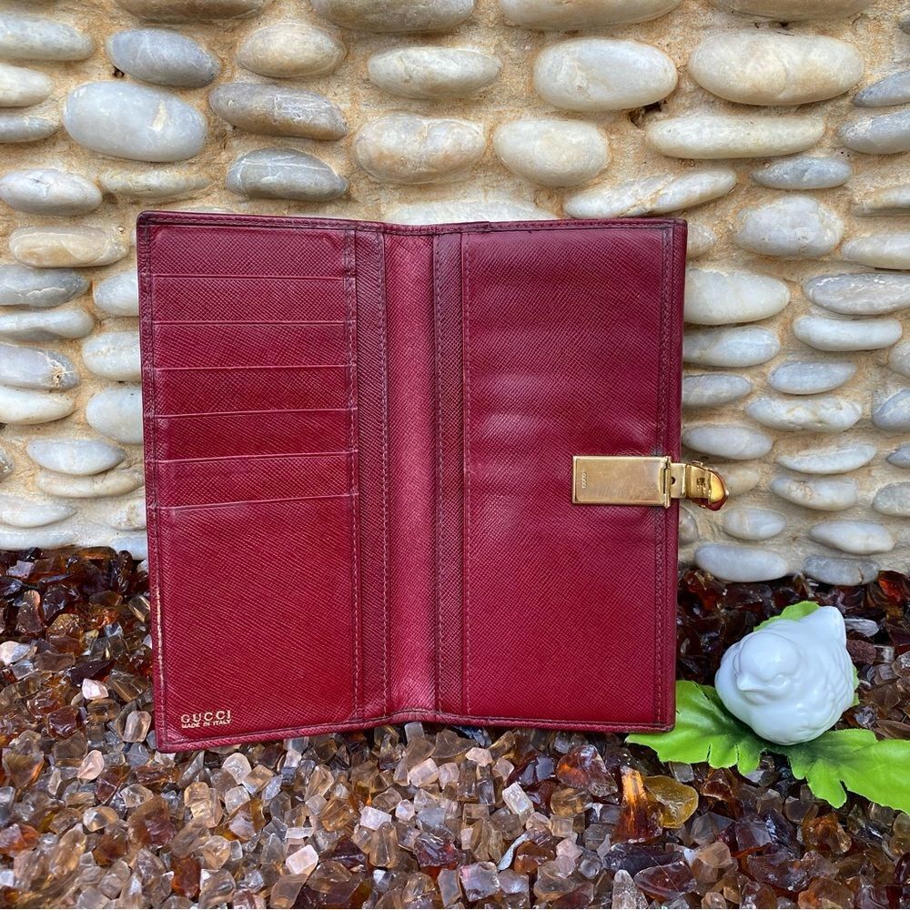 Authentic GUCCI Red Leather Long Slim Double-Sided Wallet w/ COA. Quiet Luxury - Picture 3 of 15
